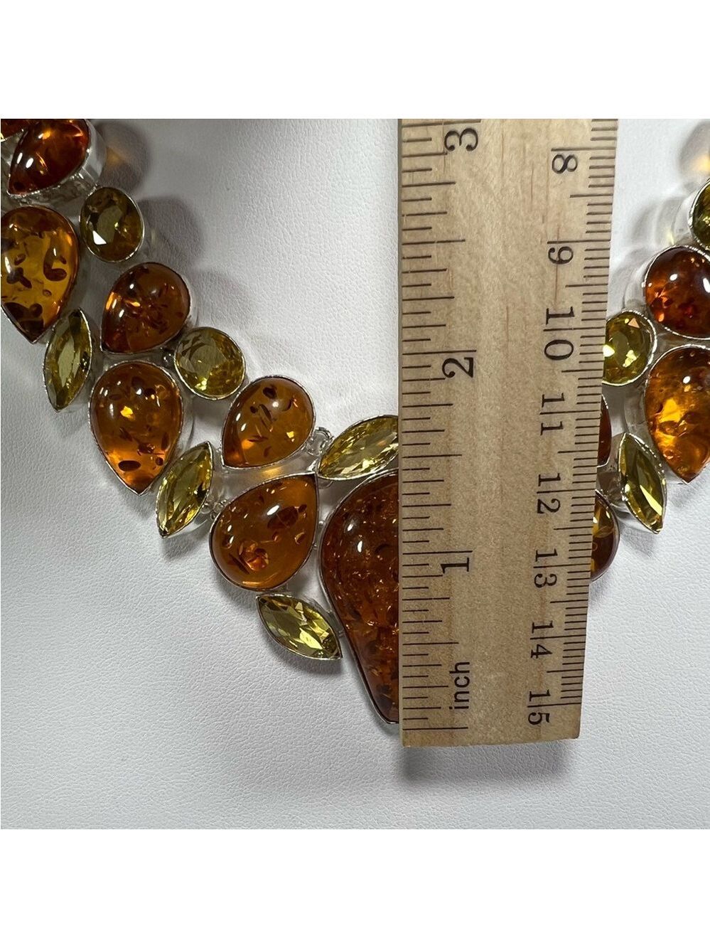 Amber & Citrine 925 Large synthetic stones Necklace Bracelet & ONE Earring ONLY - Picture 12 of 17
